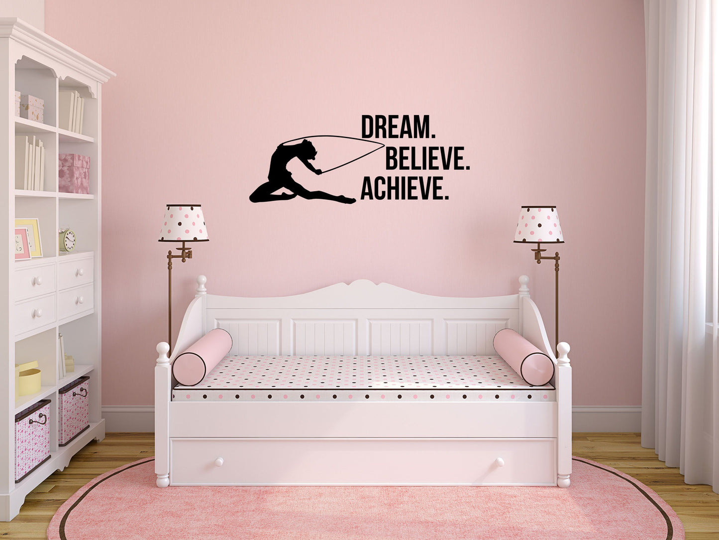 Dream Believe Achieve Gymnastics Quote Sticker - Inspirational Wall Decals Vinyl Wall Decal Inspirational Wall Signs 