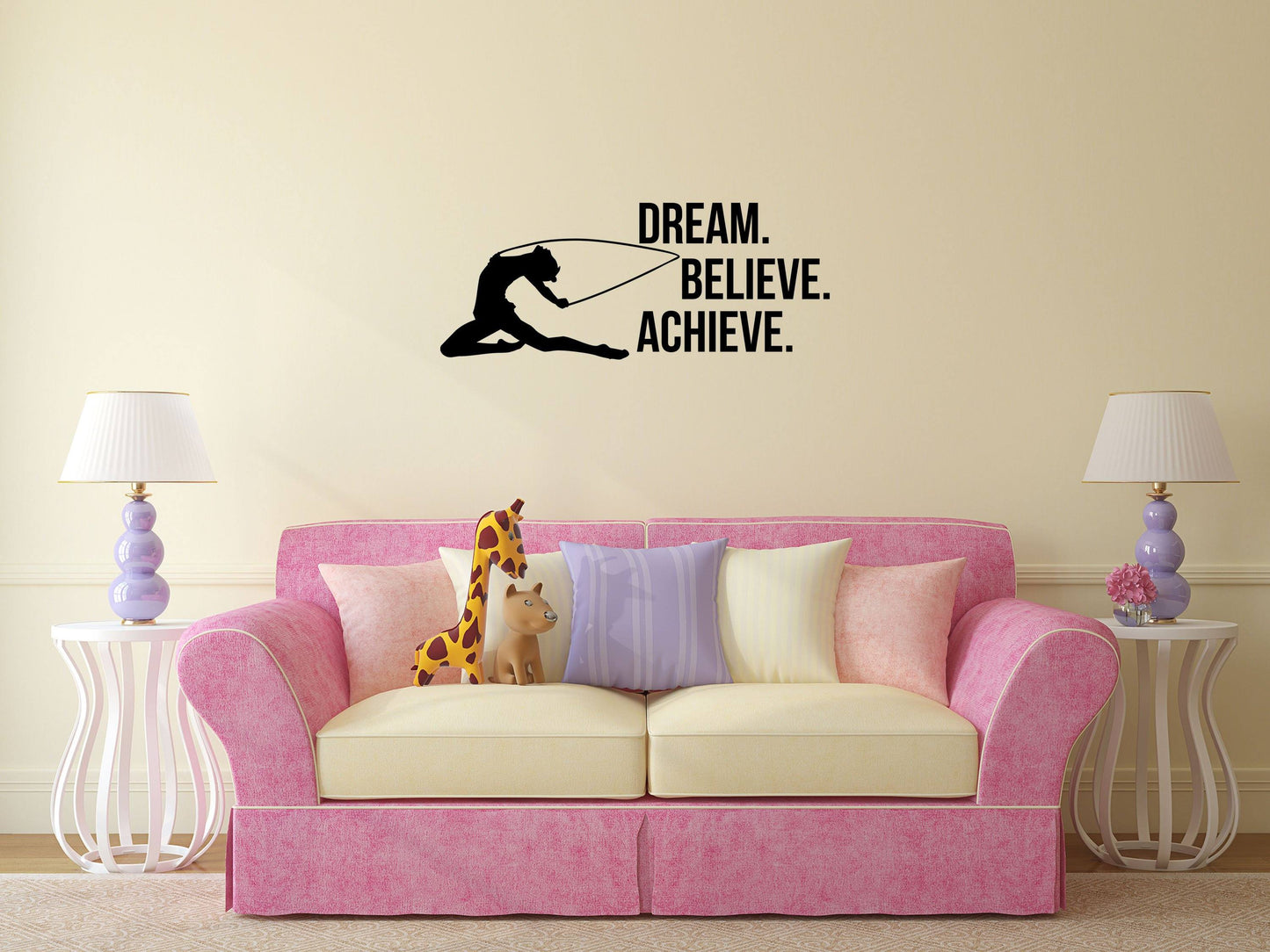 Dream Believe Achieve Gymnastics Quote Sticker - Inspirational Wall Decals Vinyl Wall Decal Inspirational Wall Signs 