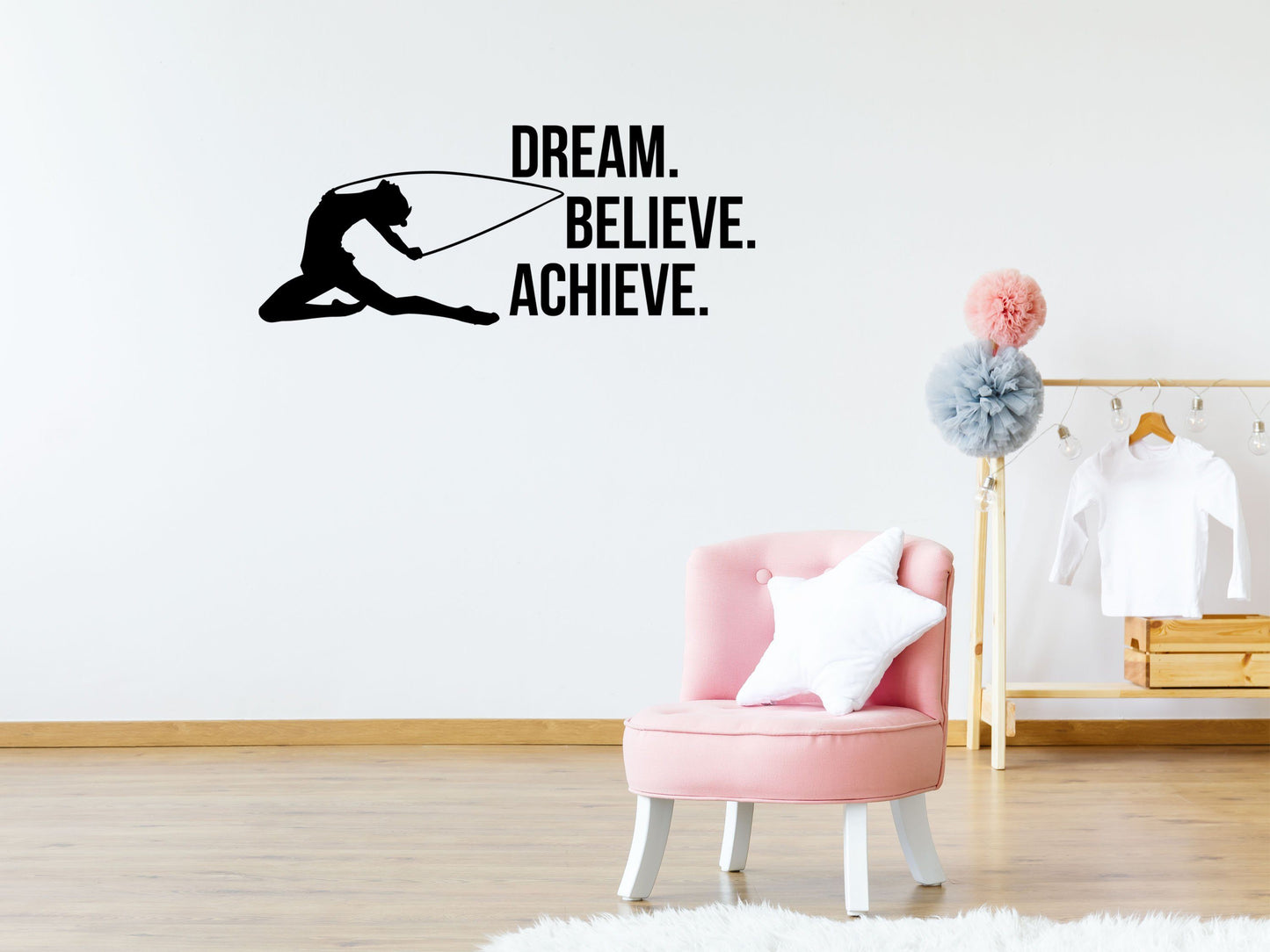 Dream Believe Achieve Gymnastics Quote Sticker - Inspirational Wall Decals Vinyl Wall Decal Inspirational Wall Signs 