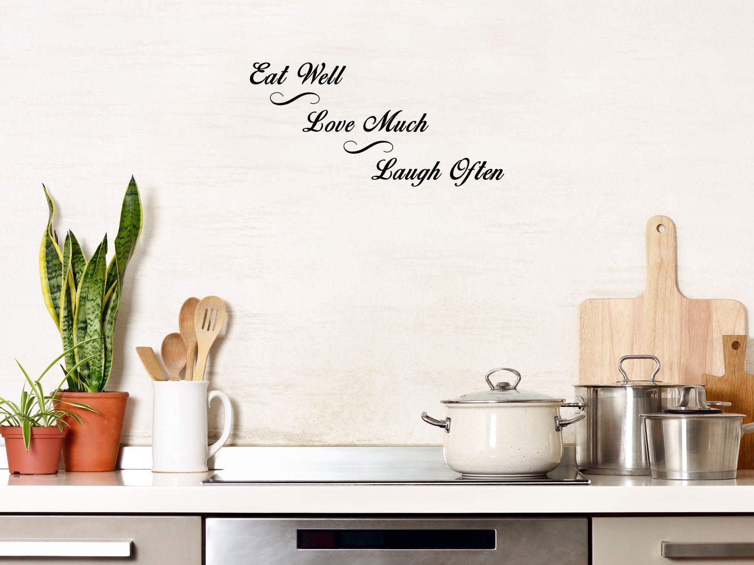 Eat Well Love Much Laugh Often Vinyl Wall Decal Inspirational Wall Signs 