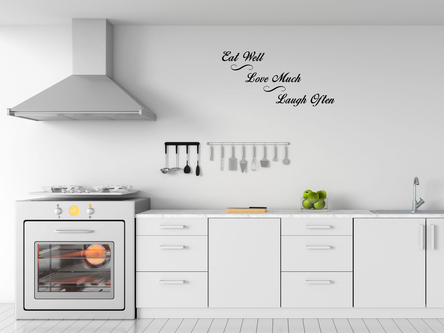 Eat Well Love Much Laugh Often Vinyl Wall Decal Inspirational Wall Signs 