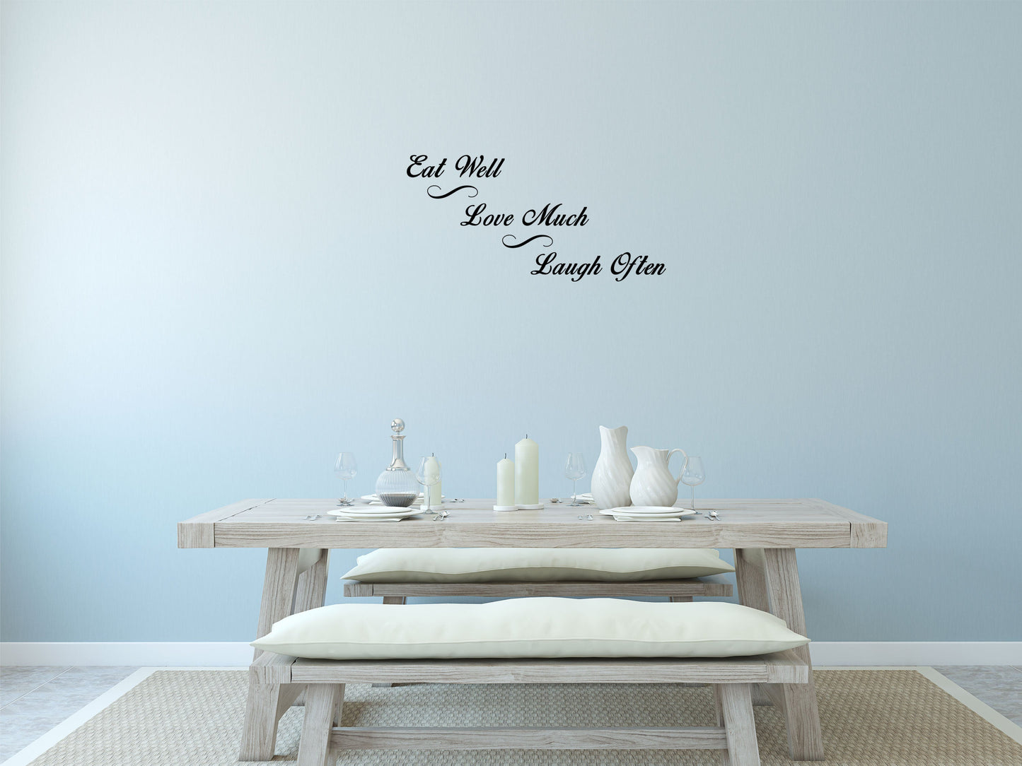 Eat Well Love Much Laugh Often Vinyl Wall Decal Inspirational Wall Signs 