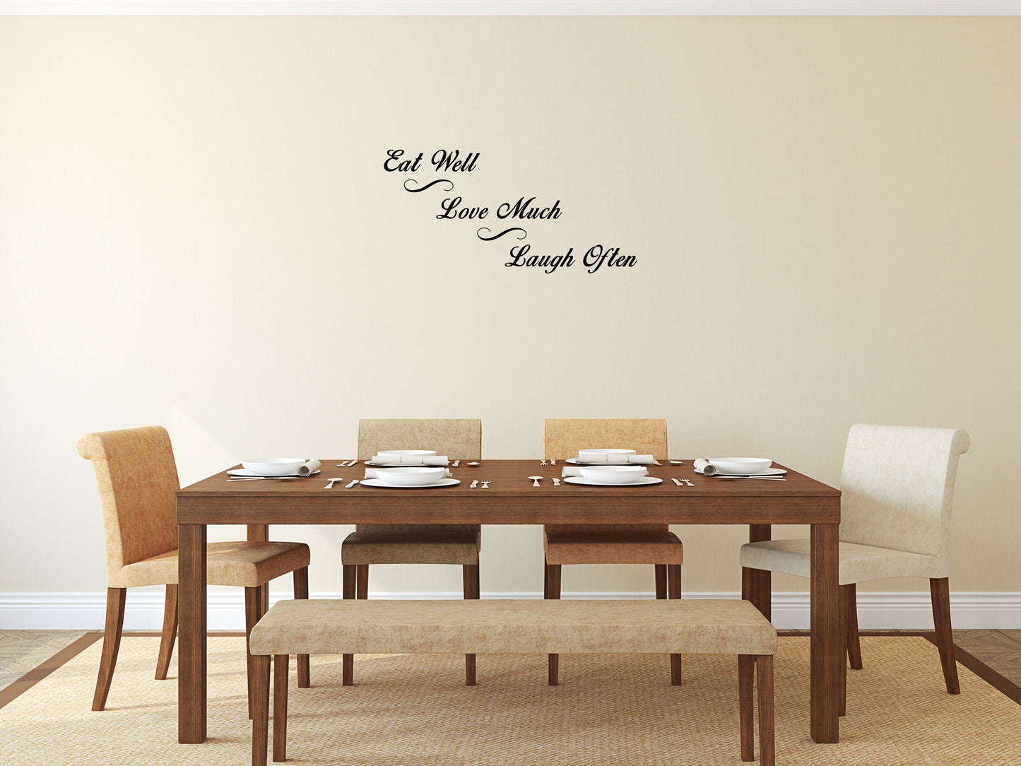 Eat Well Love Much Laugh Often Vinyl Wall Decal Inspirational Wall Signs 