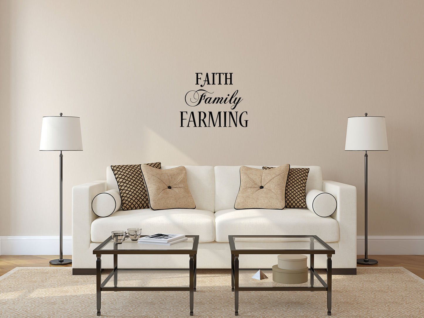 Faith Family Farming Wall Decal Sticker - Farming Decal - Farm Wall Art Vinyl Wall Decal Inspirational Wall Signs 