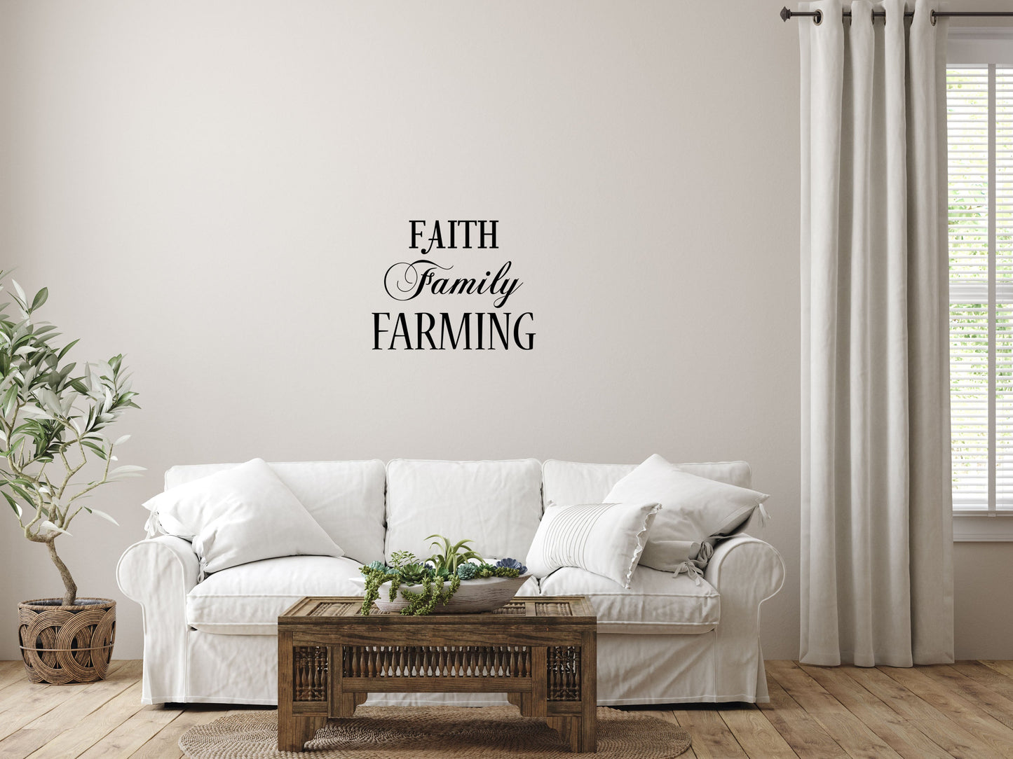 Faith Family Farming Wall Decal Sticker - Farming Decal - Farm Wall Art Vinyl Wall Decal Inspirational Wall Signs 