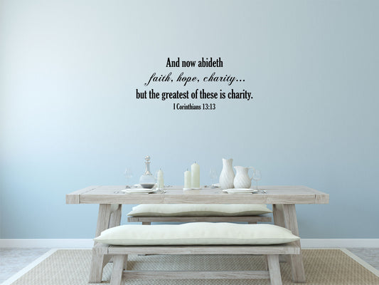 Faith Hope Charity Bible Wall Decal - Christian Gifts - Bible Verse Wall Décor Art - I Corinthians - Scripture Decal - Vinyl Wall Art Vinyl Wall Decal Inspirational Wall Signs 