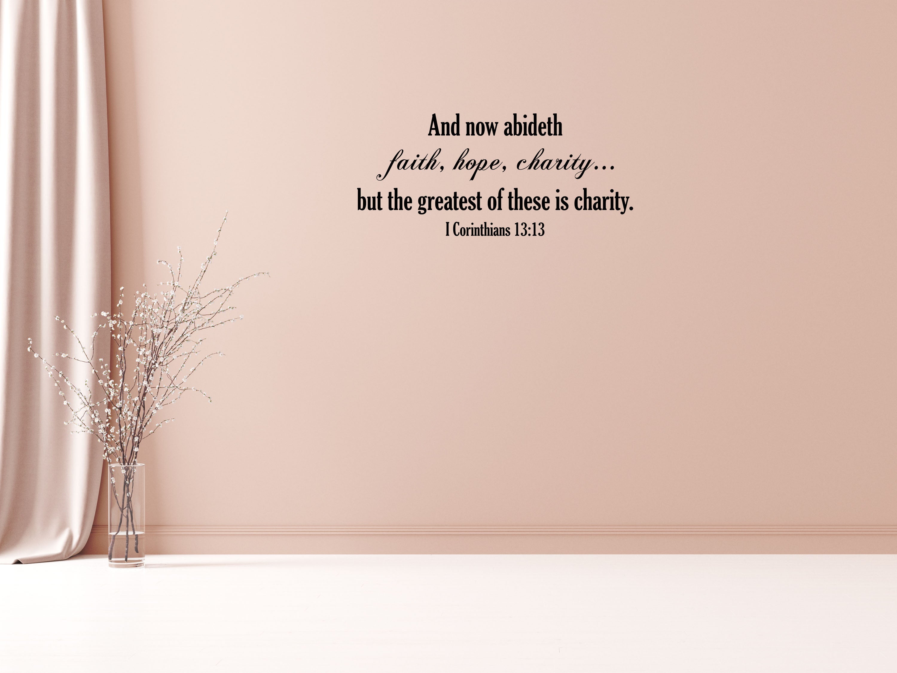 Faith Hope Charity Bible Wall Decal - Christian Gifts - Bible Verse Wall Décor Art - I Corinthians - Scripture Decal - Vinyl Wall Art Vinyl Wall Decal Inspirational Wall Signs 