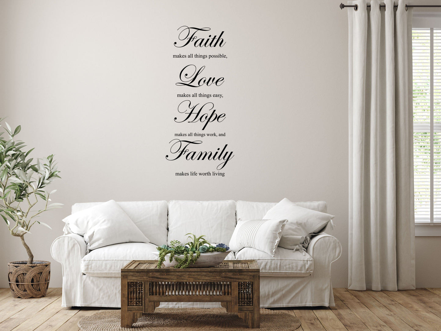 Faith Makes All Things Possible Decal - Faith Wall Decor - Faith Hope Love Decal - Faith and Family Decor - Faith Wall Art Acti Vinyl Wall Decal Done 