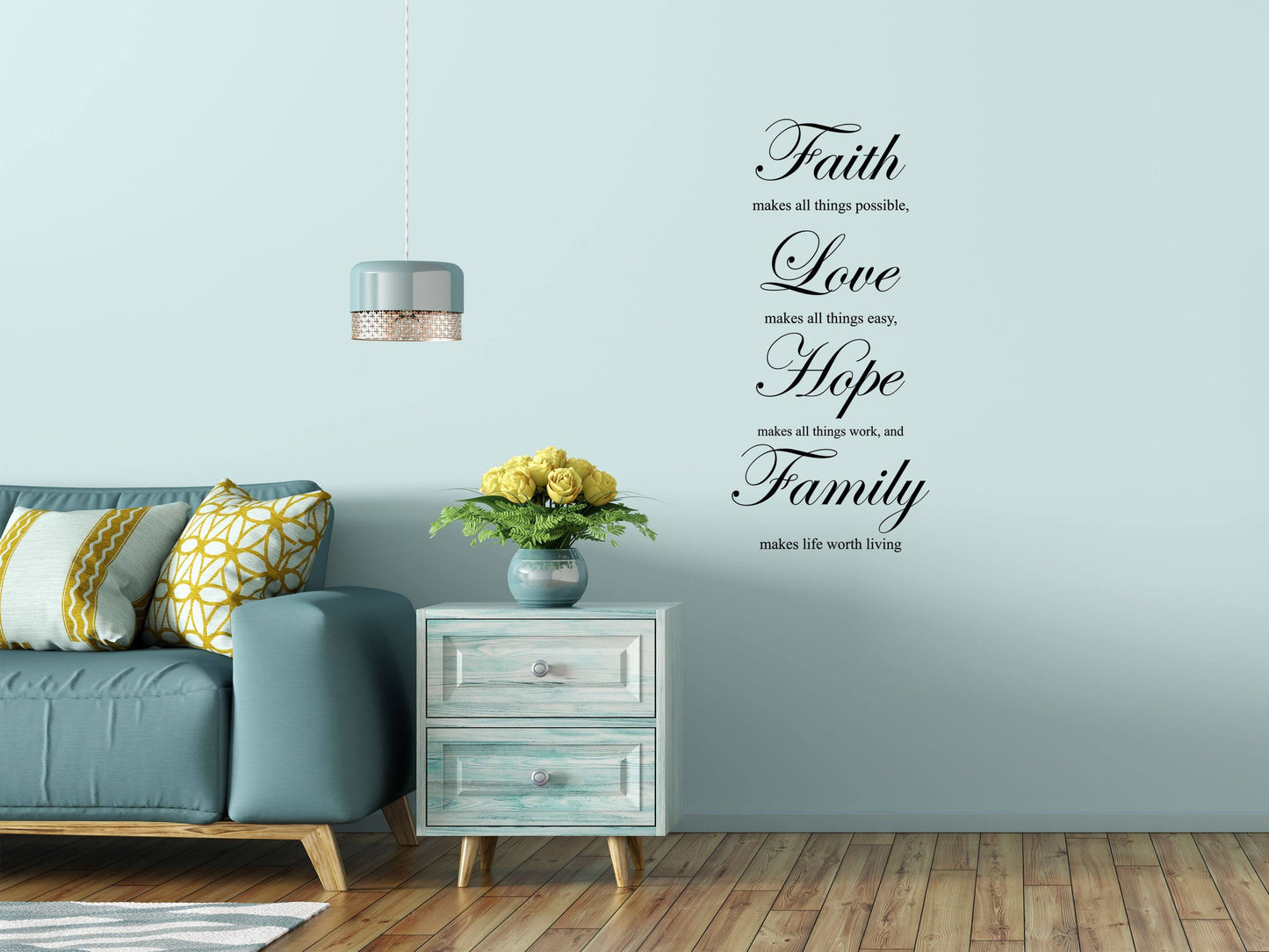 Faith Makes All Things Possible Decal - Faith Wall Decor - Faith Hope Love Decal - Faith and Family Decor - Faith Wall Art Acti Vinyl Wall Decal Done 