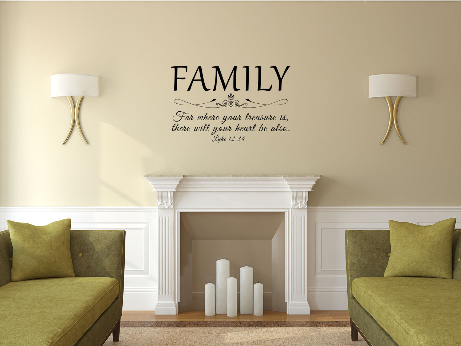 Family - For Where Your Treasure Is Luke 12:34 Vinyl Wall Decal Inspirational Wall Signs 