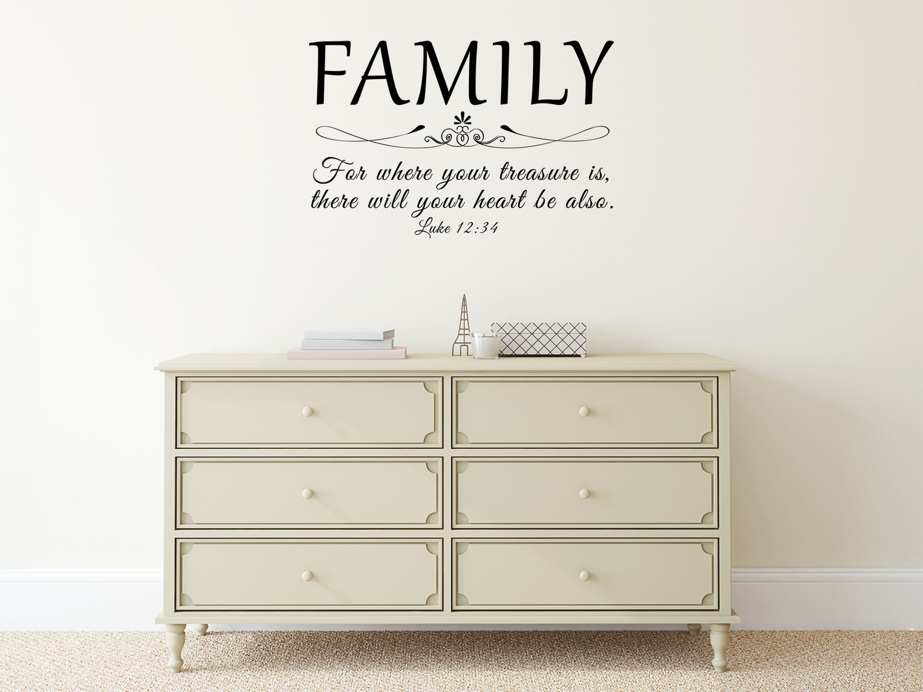 Family - For Where Your Treasure Is Luke 12:34 Vinyl Wall Decal Inspirational Wall Signs 