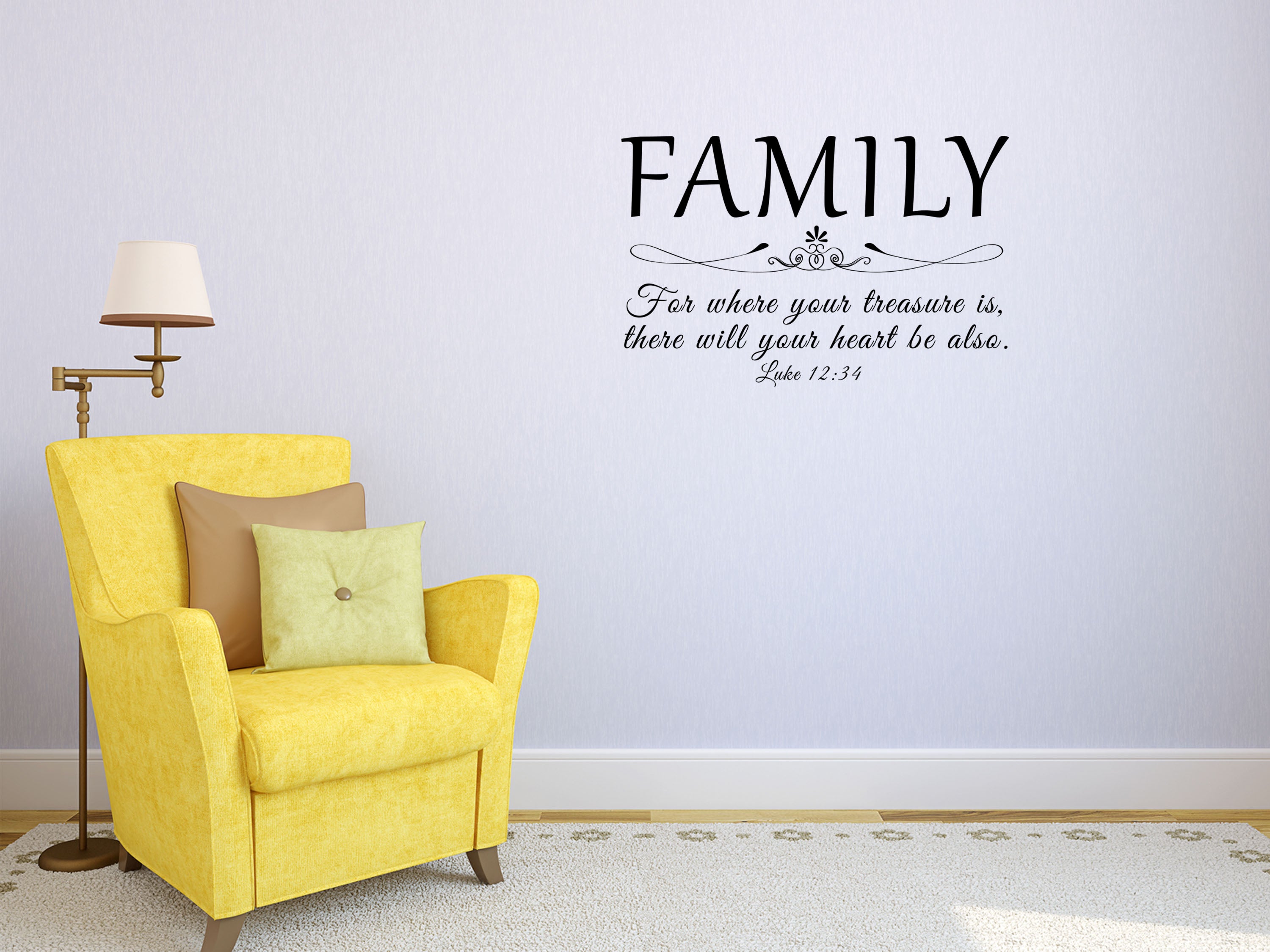 Family - For Where Your Treasure Is Luke 12:34 Vinyl Wall Decal Inspirational Wall Signs 