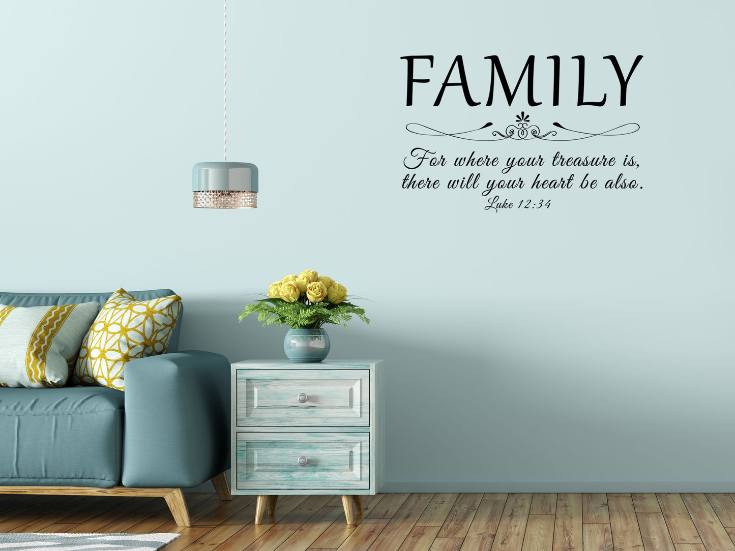 Family - For Where Your Treasure Is Luke 12:34 Vinyl Wall Decal Inspirational Wall Signs 