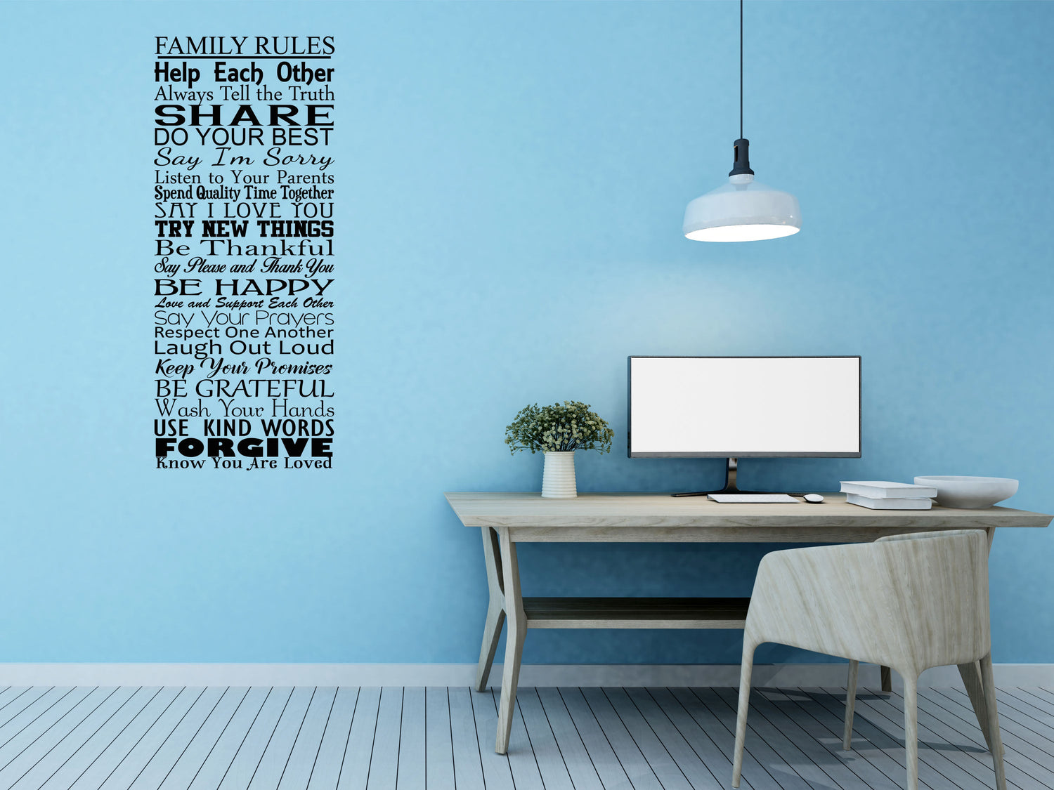 Family Rules Vinyl Wall Decal Decor - Family Wall Decal - Living Room Decal - Family Room Decal - Family Rules Quotes Vinyl Wall Decal Inspirational Wall Signs 