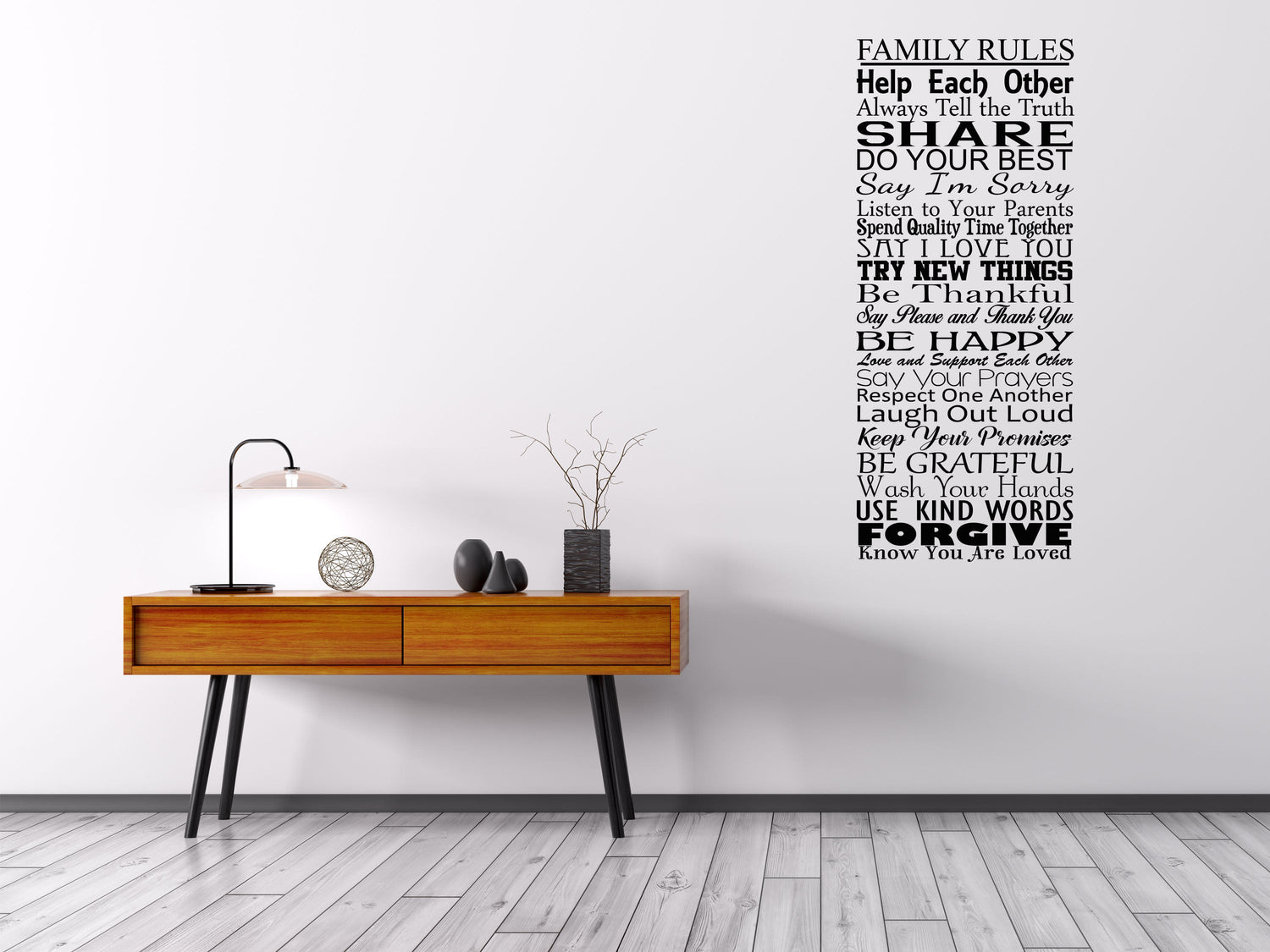 Family Rules Vinyl Wall Decal Decor - Family Wall Decal - Living Room Decal - Family Room Decal - Family Rules Quotes Vinyl Wall Decal Inspirational Wall Signs 