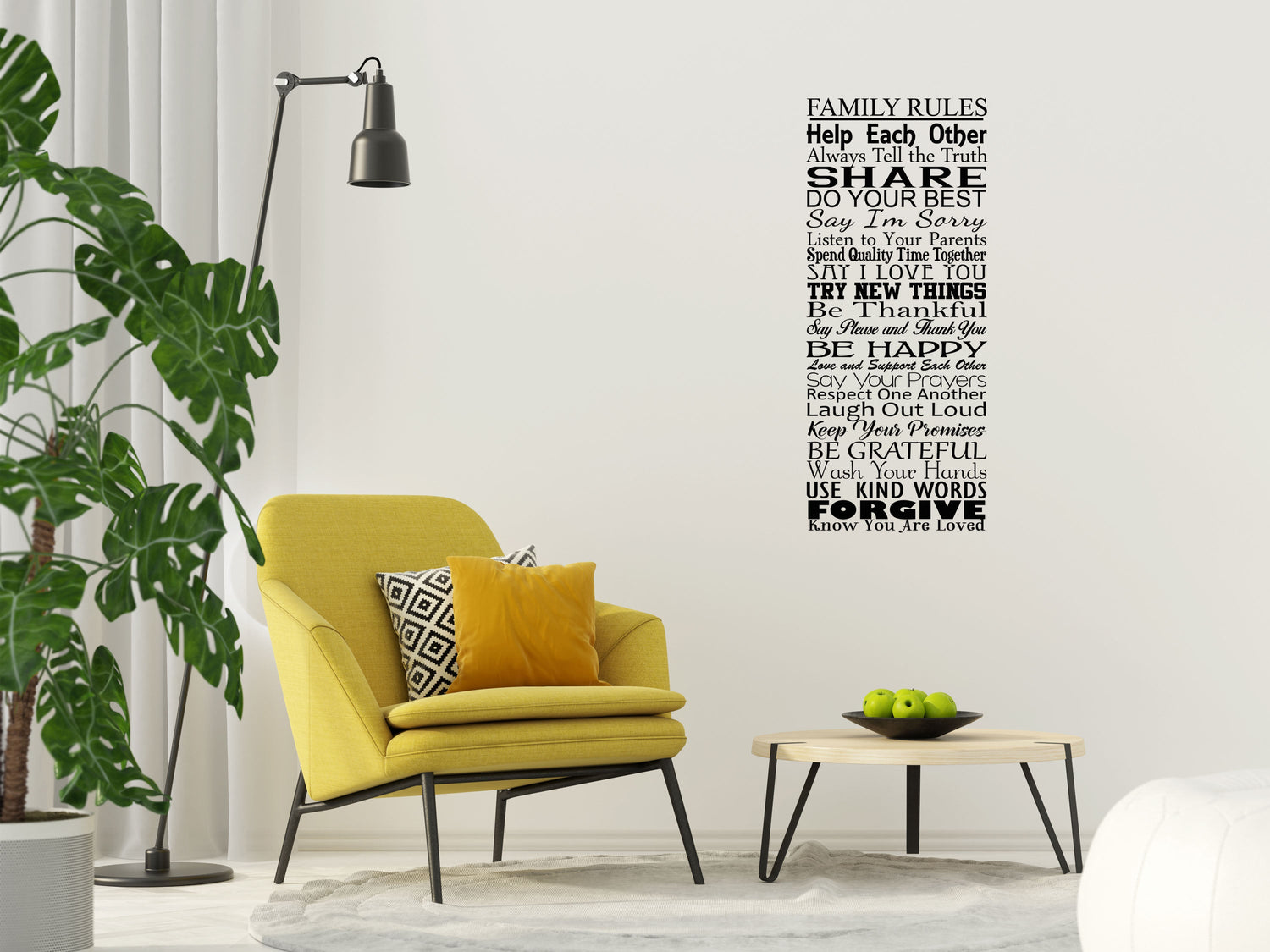 Family Rules Vinyl Wall Decal Decor - Family Wall Decal - Living Room Decal - Family Room Decal - Family Rules Quotes Vinyl Wall Decal Inspirational Wall Signs 