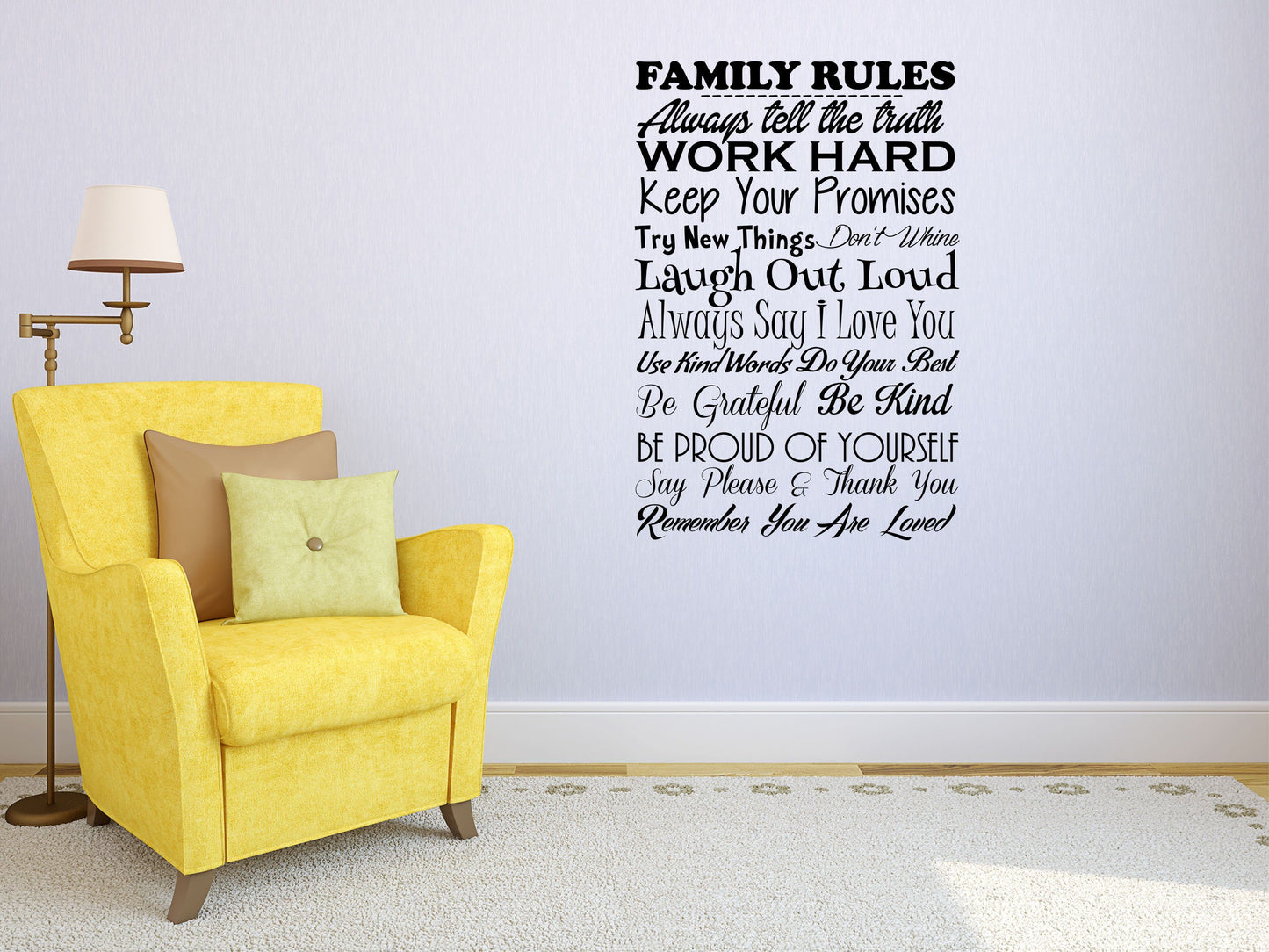 Family Rules Wall Sayings - Inspirational Wall Decals Vinyl Wall Decal Inspirational Wall Signs 