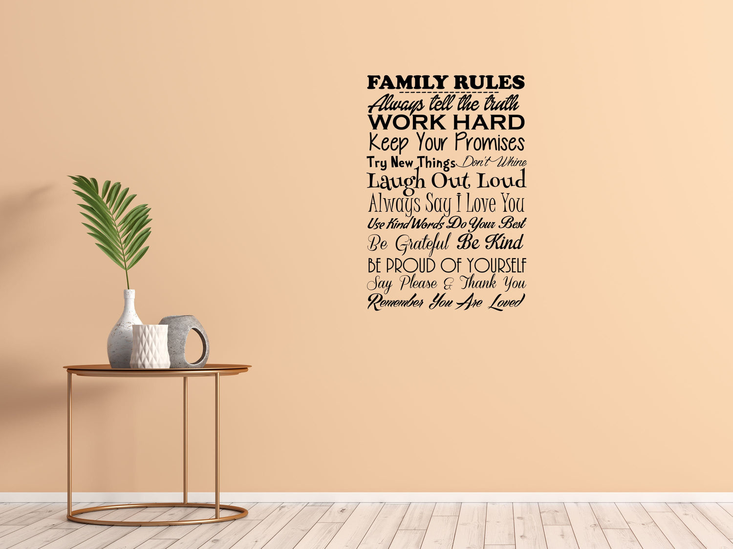 Family Rules Wall Sayings - Inspirational Wall Decals Vinyl Wall Decal Inspirational Wall Signs 