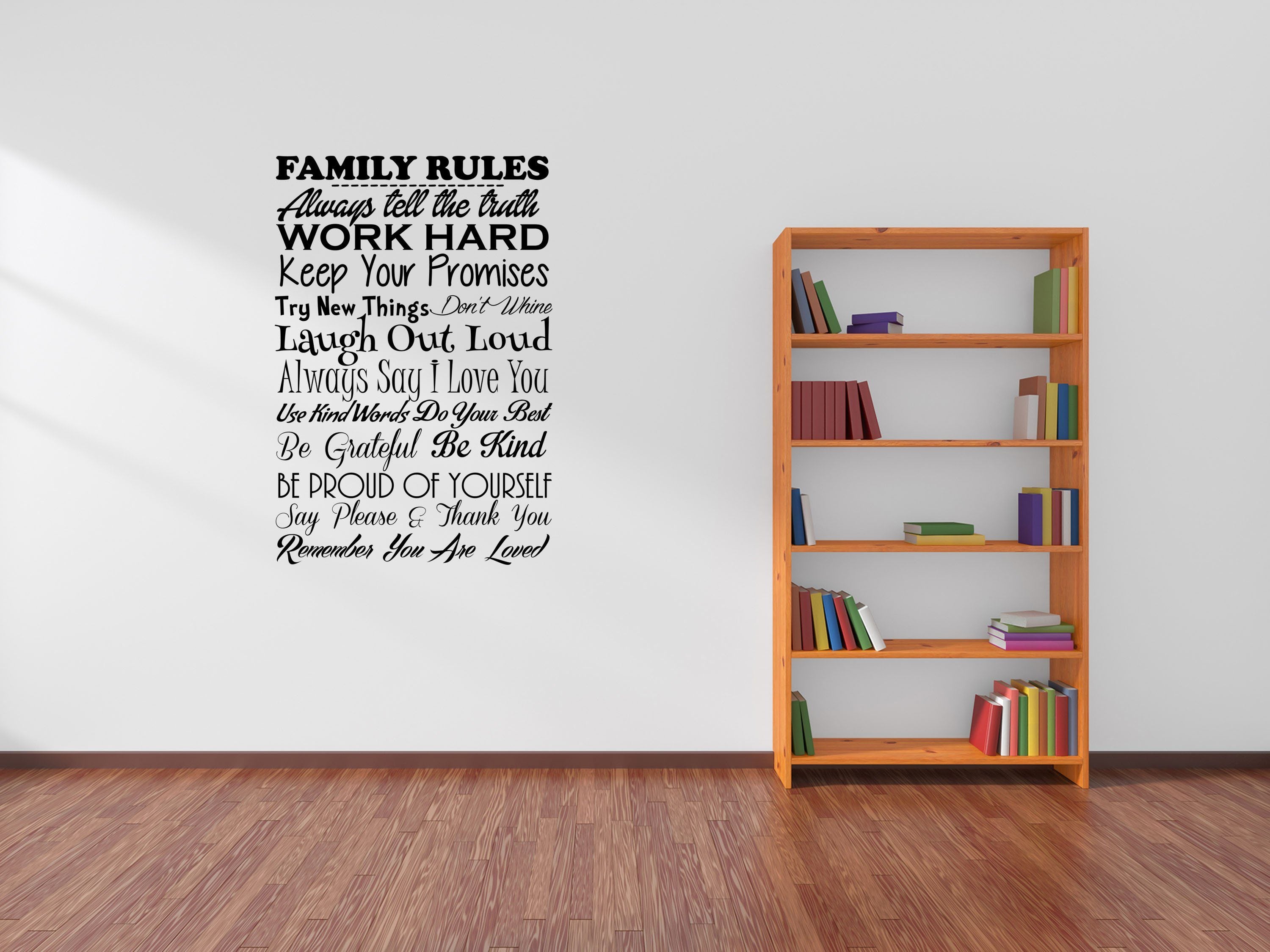 Family Rules Wall Sayings - Inspirational Wall Decals Vinyl Wall Decal Inspirational Wall Signs 