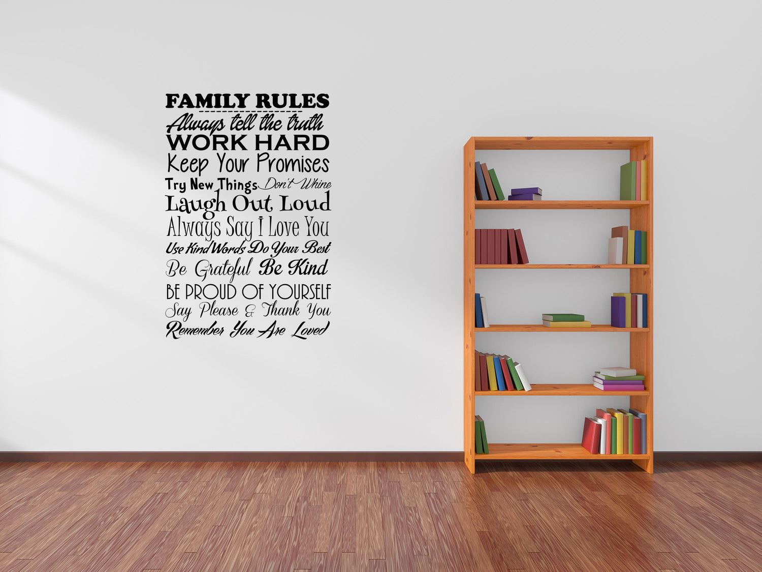 Family Rules Wall Sayings - Inspirational Wall Decals Vinyl Wall Decal Inspirational Wall Signs 