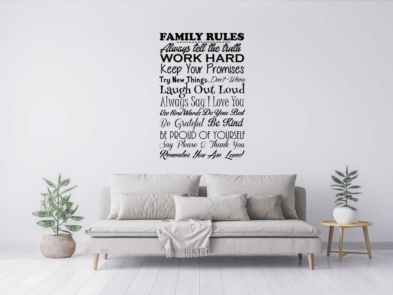 Family Rules Wall Sayings - Inspirational Wall Decals Vinyl Wall Decal Inspirational Wall Signs 