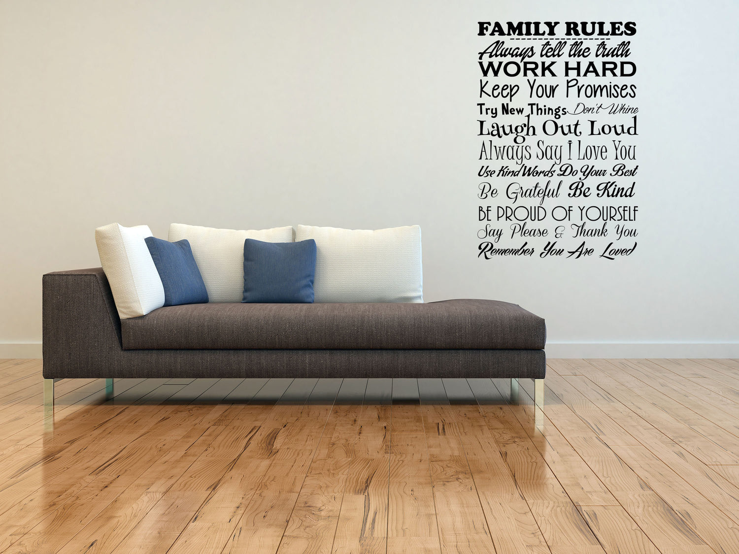 Family Rules Wall Sayings - Inspirational Wall Decals Vinyl Wall Decal Inspirational Wall Signs 