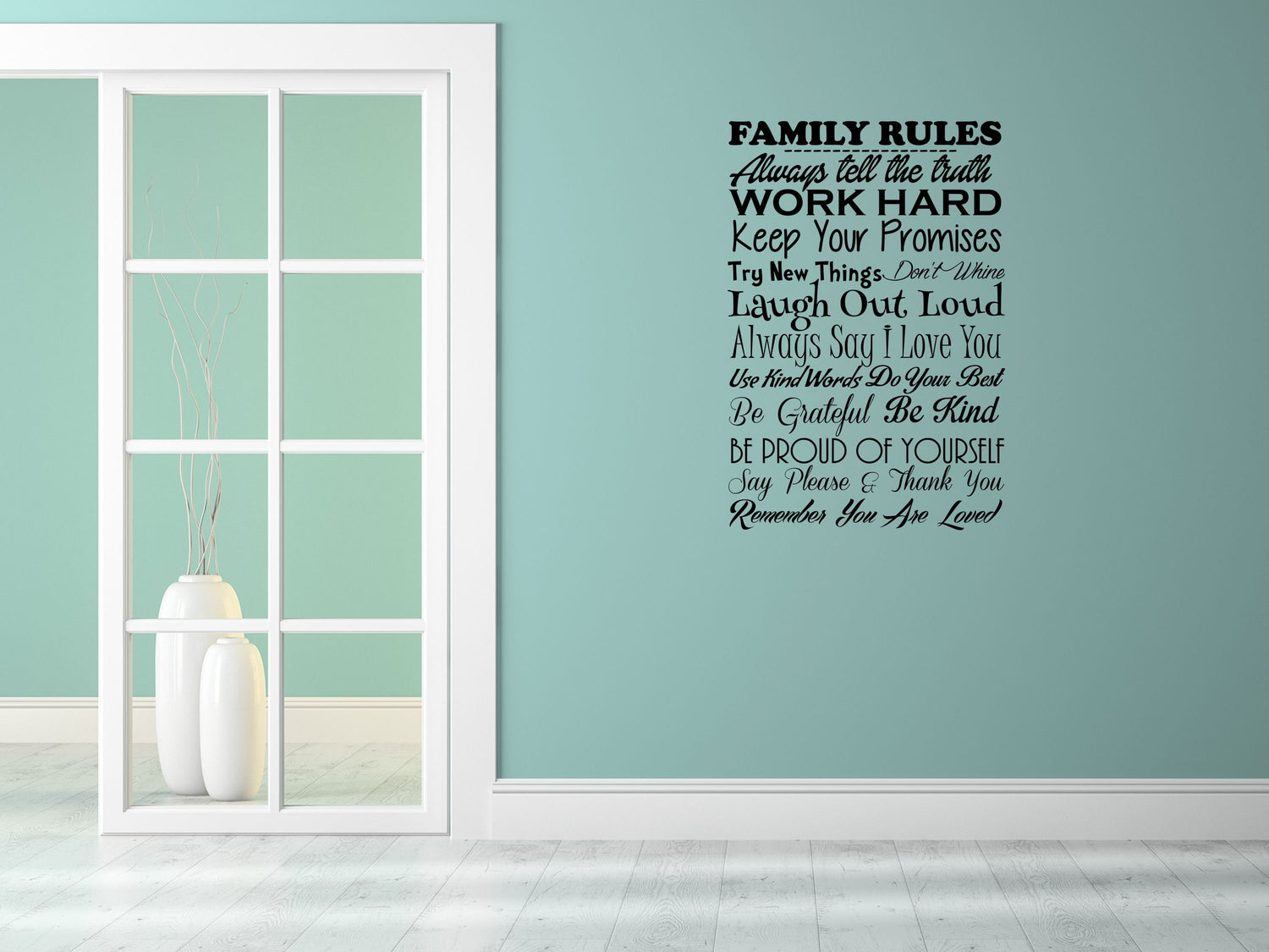 Family Rules Wall Sayings - Inspirational Wall Decals Vinyl Wall Decal Inspirational Wall Signs 