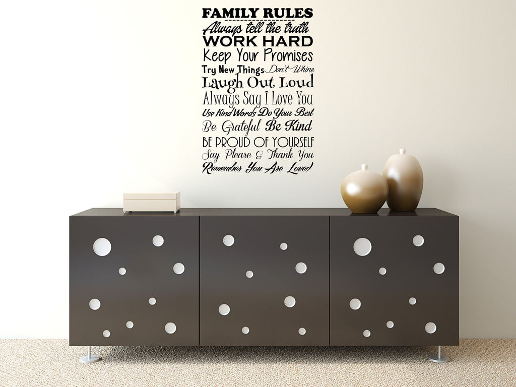Family Rules Wall Sayings - Inspirational Wall Decals Vinyl Wall Decal Inspirational Wall Signs 