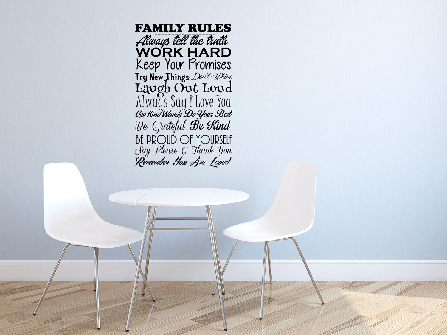 Family Rules Wall Sayings - Inspirational Wall Decals Vinyl Wall Decal Inspirational Wall Signs 