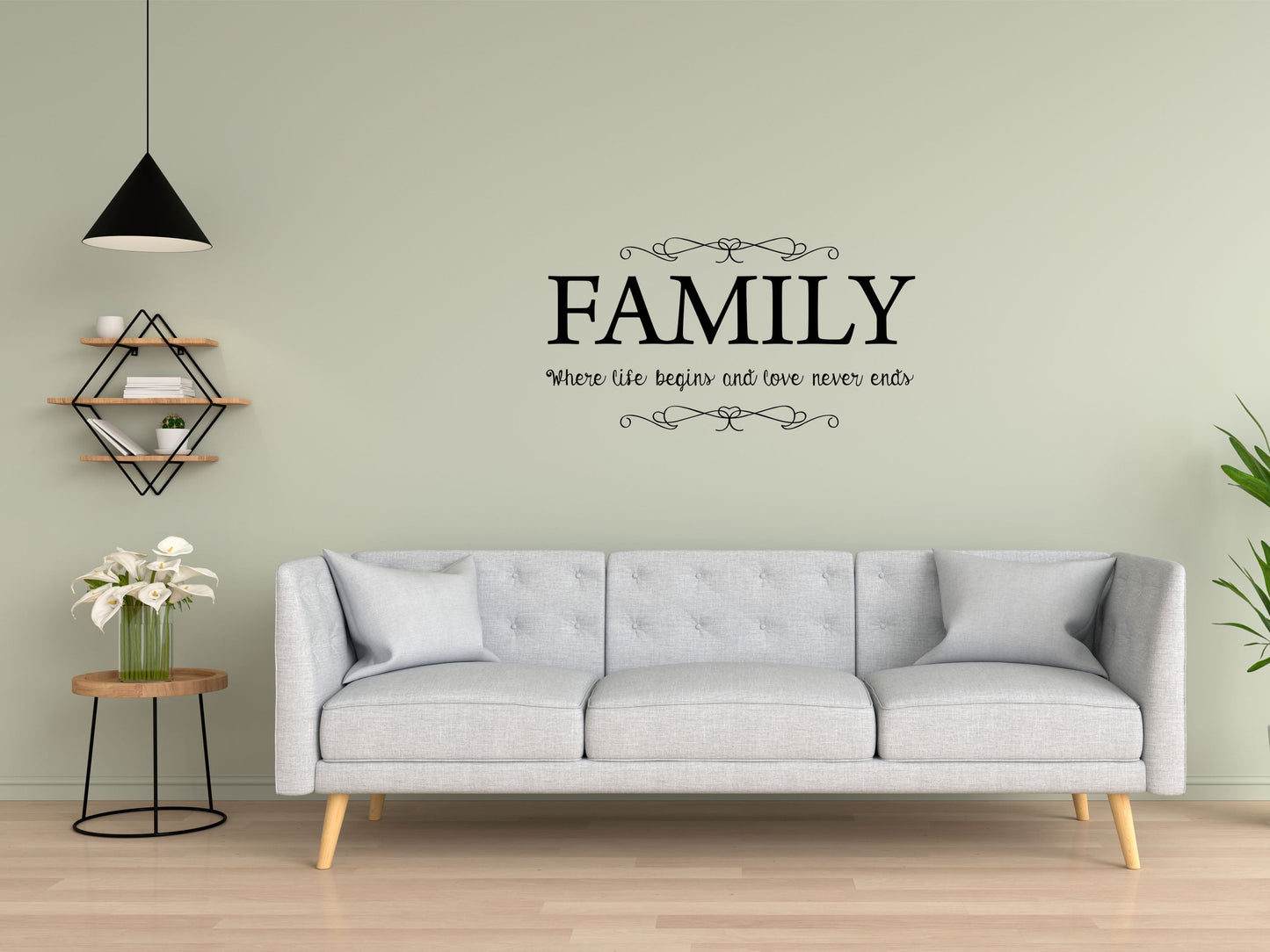 Family Where Life Begins And Love Never Ends - Inspirational Wall Decals Vinyl Wall Decal Inspirational Wall Signs 
