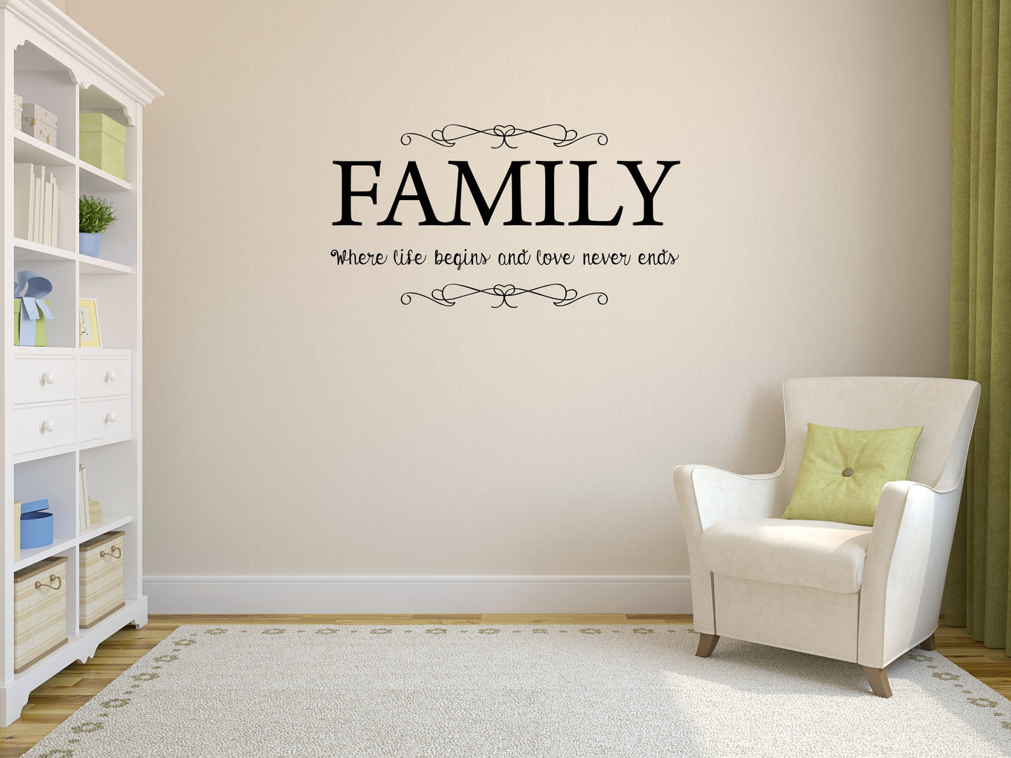 Family Where Life Begins And Love Never Ends - Inspirational Wall Decals Vinyl Wall Decal Inspirational Wall Signs 