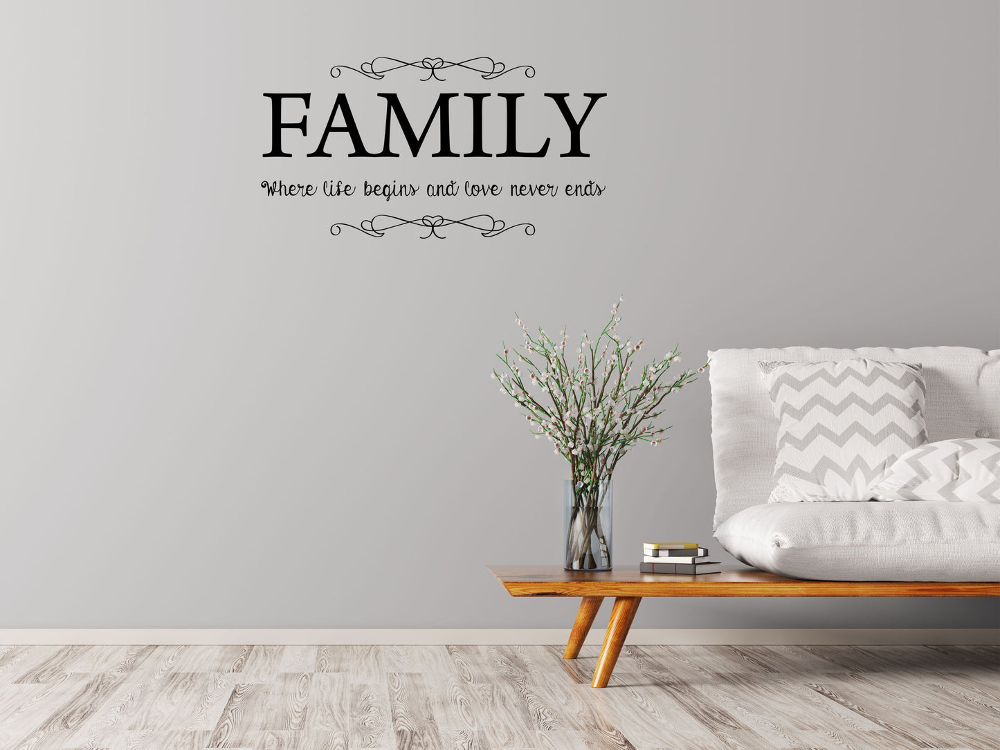 Family Where Life Begins And Love Never Ends - Inspirational Wall Decals Vinyl Wall Decal Inspirational Wall Signs 