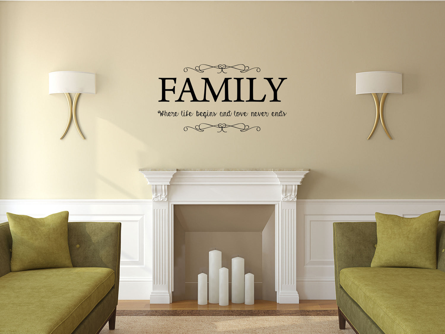 Family Where Life Begins And Love Never Ends - Inspirational Wall Decals Vinyl Wall Decal Inspirational Wall Signs 