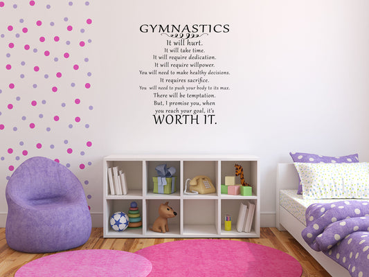 Girls Gymnastics Sticker Quote - Inspirational Wall Decals Vinyl Wall Decal Inspirational Wall Signs 