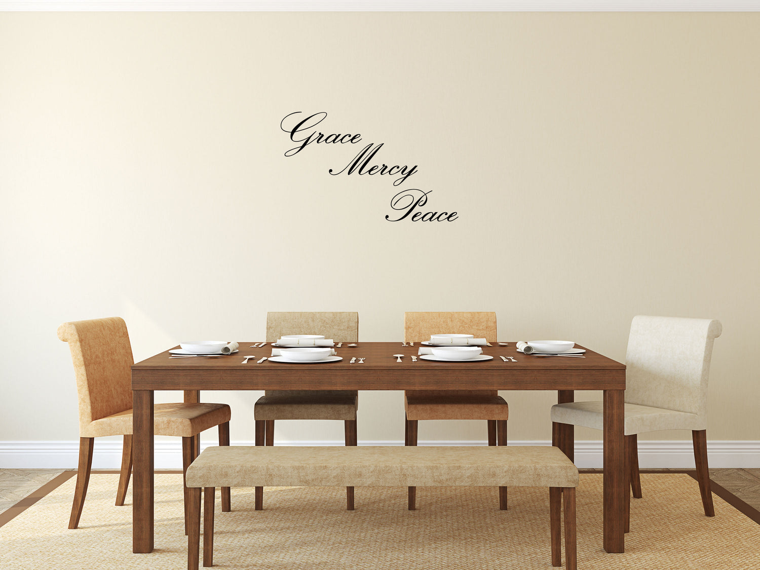 Grace Mercy Peace - Religious Wall Decal - Christian Art - Home Décor - Scripture Wall Art Sign Vinyl Wall Decal Inspirational Wall Signs 