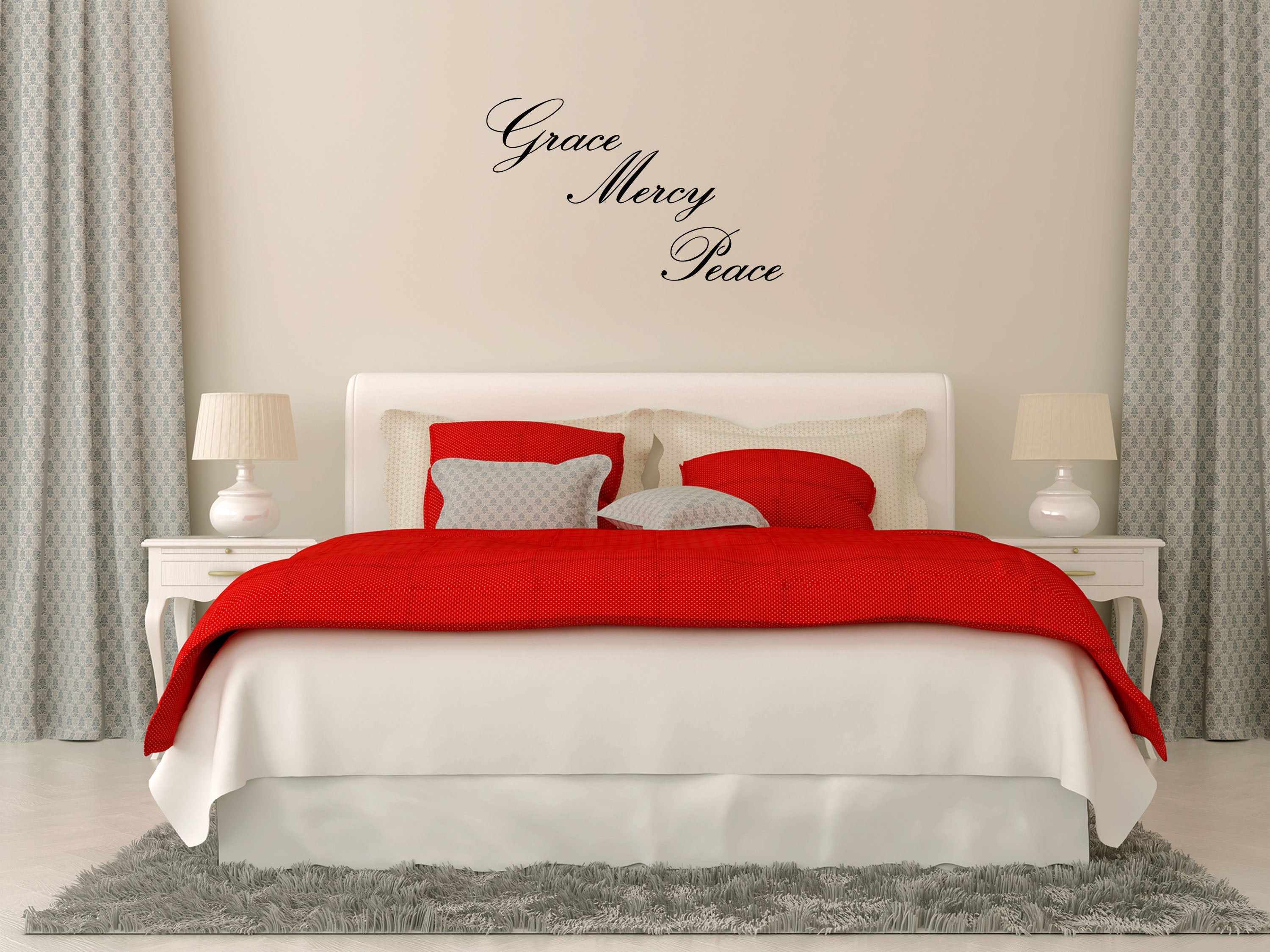 Grace Mercy Peace - Religious Wall Decal - Christian Art - Home Décor - Scripture Wall Art Sign Vinyl Wall Decal Inspirational Wall Signs 