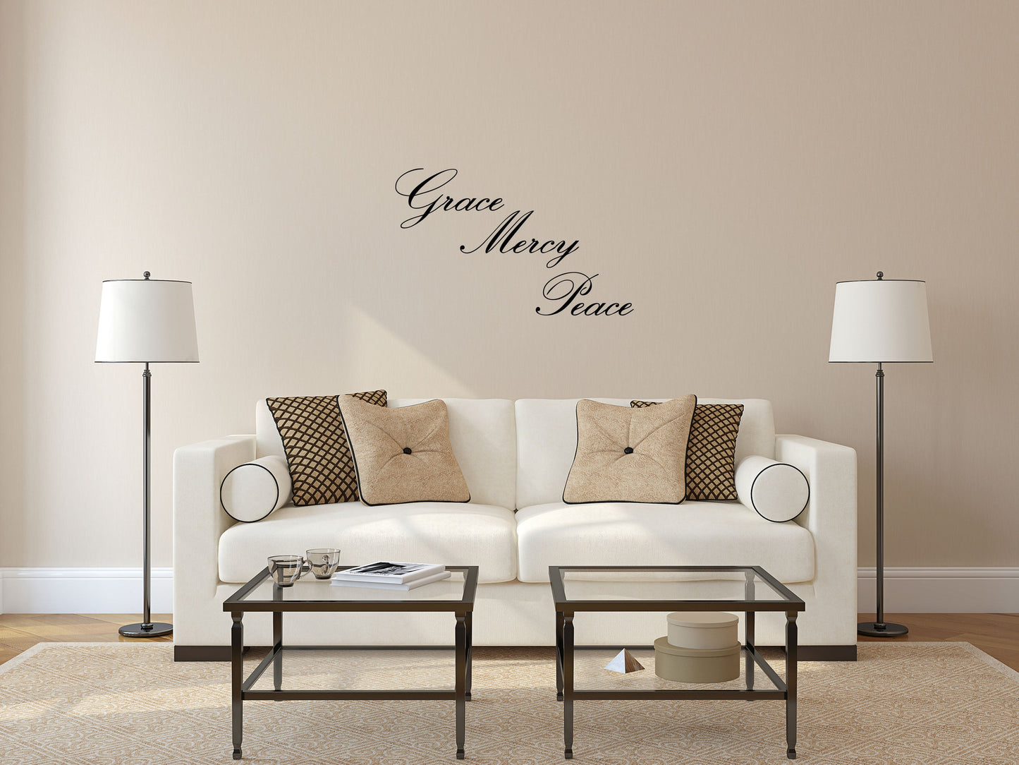 Grace Mercy Peace - Religious Wall Decal - Christian Art - Home Décor - Scripture Wall Art Sign Vinyl Wall Decal Inspirational Wall Signs 