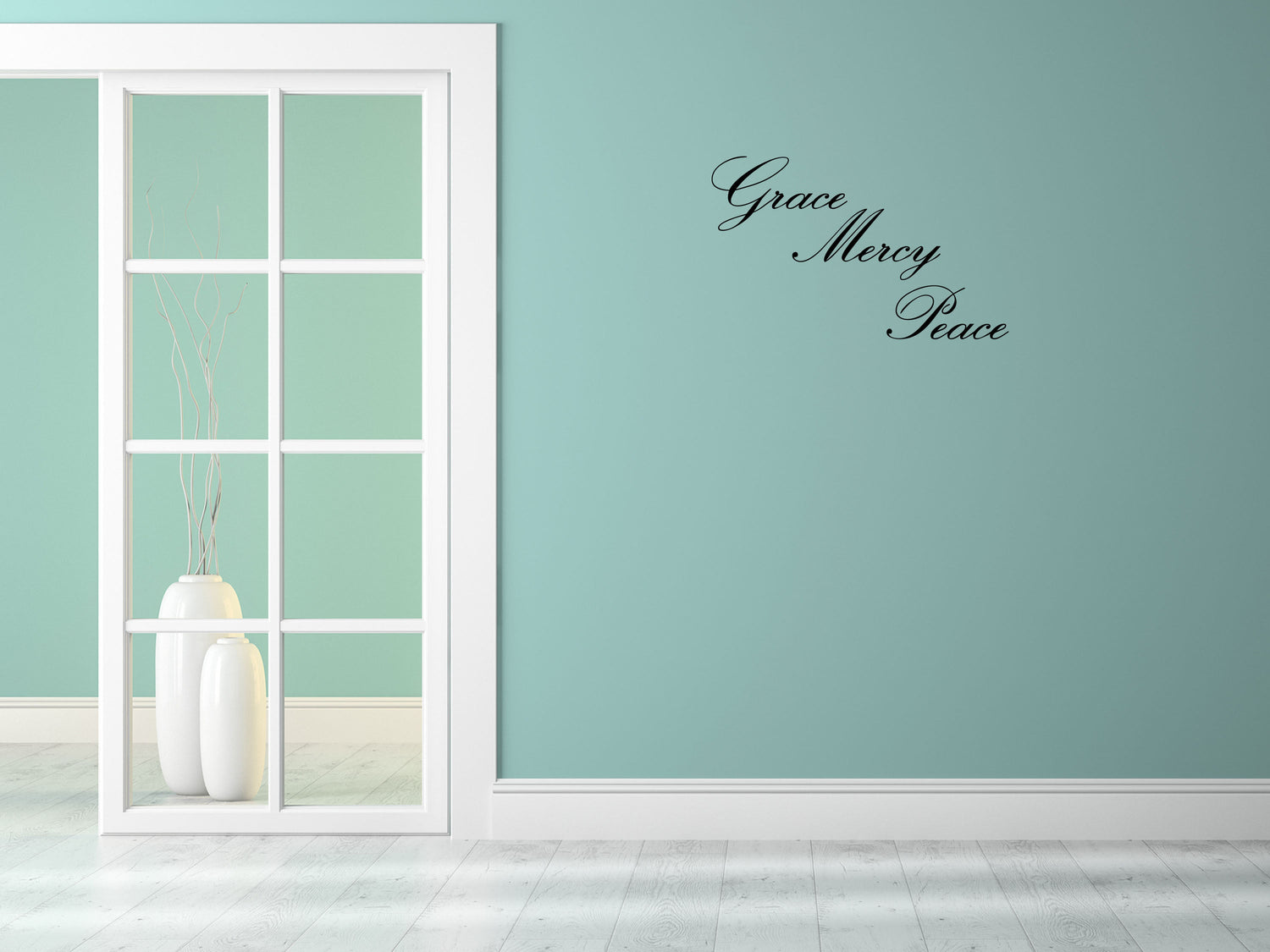 Grace Mercy Peace - Religious Wall Decal - Christian Art - Home Décor - Scripture Wall Art Sign Vinyl Wall Decal Inspirational Wall Signs 