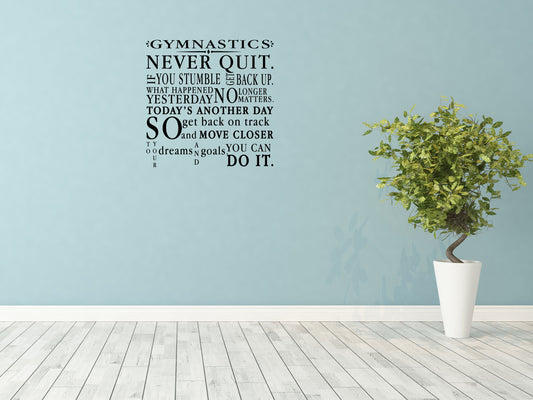 Gymnastics Bedroom Wall Sticker Quote - Inspirational Wall Decals Vinyl Wall Decal Inspirational Wall Signs 