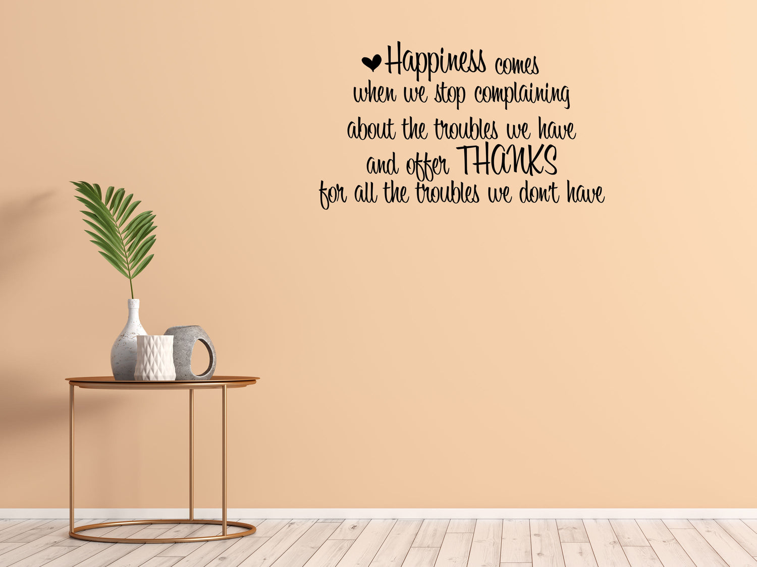 Happiness Comes Inspirational Wall Decal Quote - Motivational Wall Quote - Happy Decal Sticker - Thankful Wall Quote Decal Art Vinyl Wall Decal Inspirational Wall Signs 