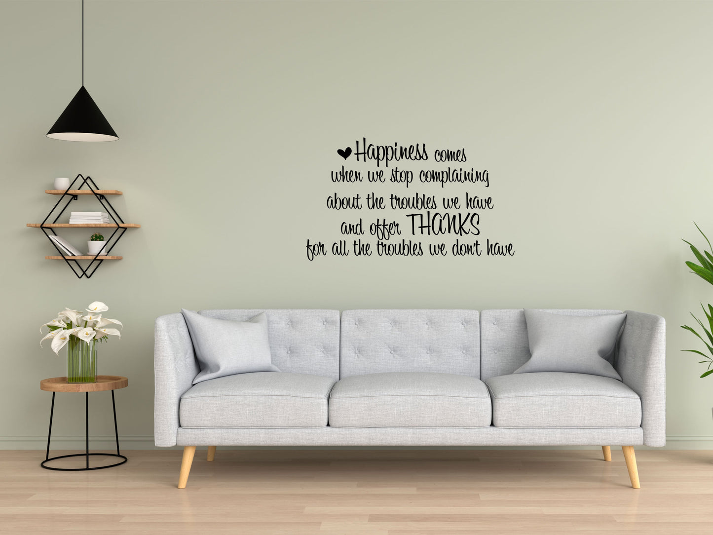 Happiness Comes Inspirational Wall Decal Quote - Motivational Wall Quote - Happy Decal Sticker - Thankful Wall Quote Decal Art Vinyl Wall Decal Inspirational Wall Signs 