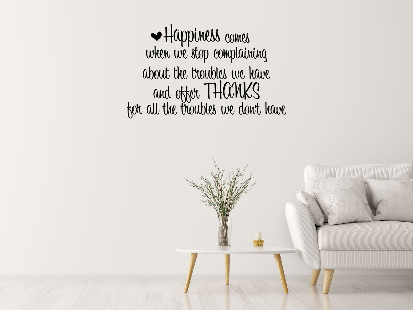 Happiness Comes Inspirational Wall Decal Quote - Motivational Wall Quote - Happy Decal Sticker - Thankful Wall Quote Decal Art Vinyl Wall Decal Inspirational Wall Signs 