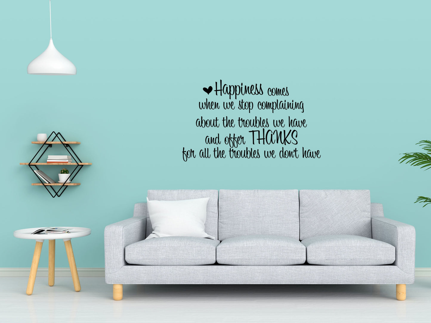 Happiness Comes Inspirational Wall Decal Quote - Motivational Wall Quote - Happy Decal Sticker - Thankful Wall Quote Decal Art Vinyl Wall Decal Inspirational Wall Signs 