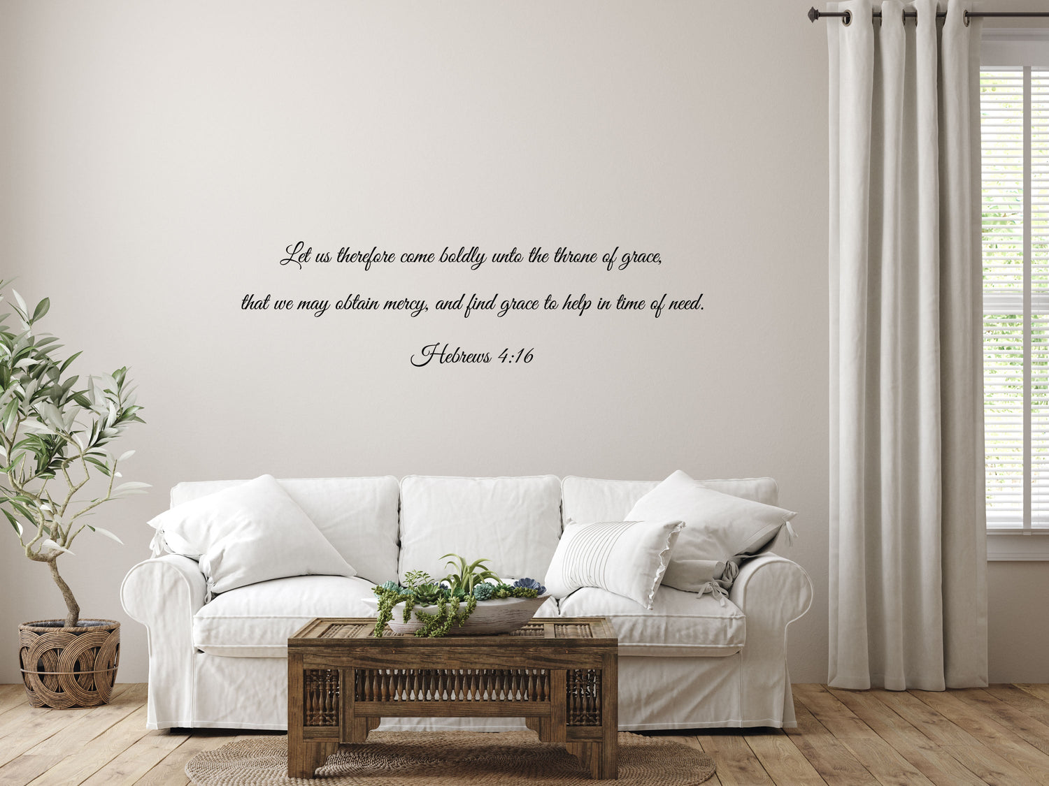 Hebrews 4:16 - Christian Wall Scripture Vinyl Wall Decal Inspirational Wall Signs 