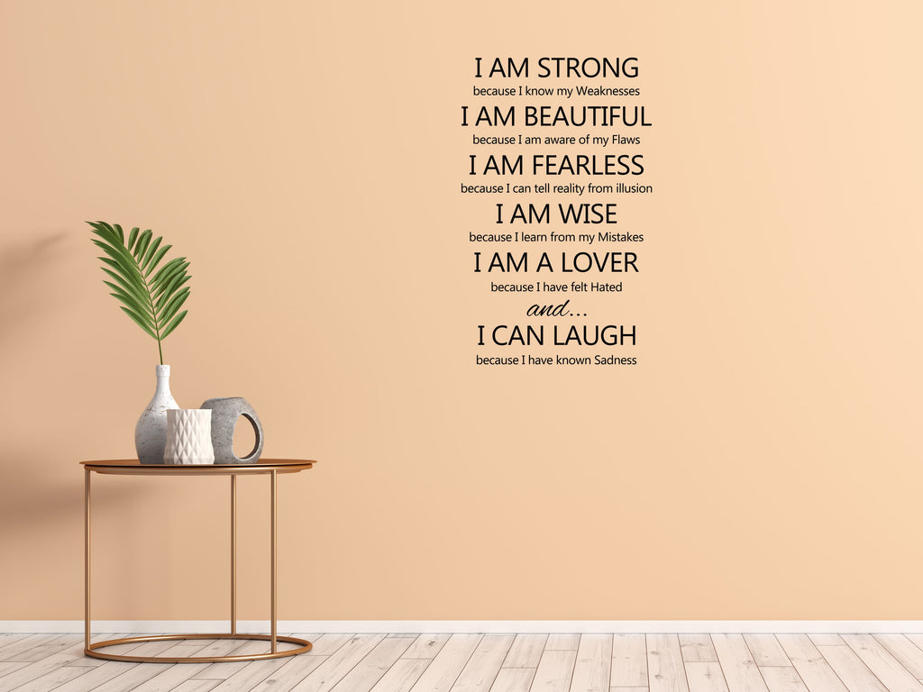 I Am Strong Vinyl Wall Decal Vinyl Wall Decal Inspirational Wall Signs 