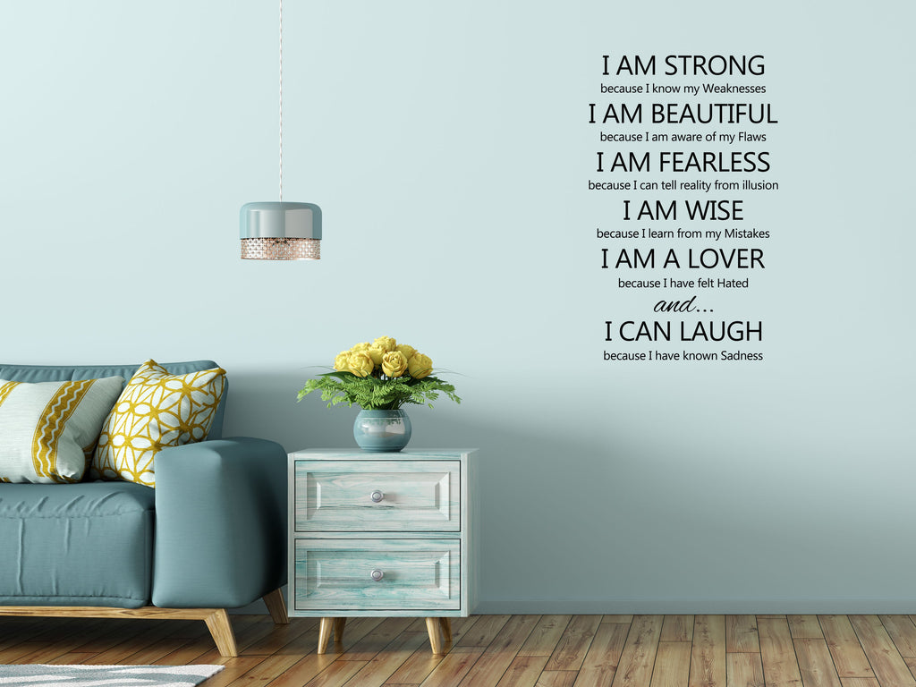 I Am Strong Vinyl Wall Decal Vinyl Wall Decal Inspirational Wall Signs 