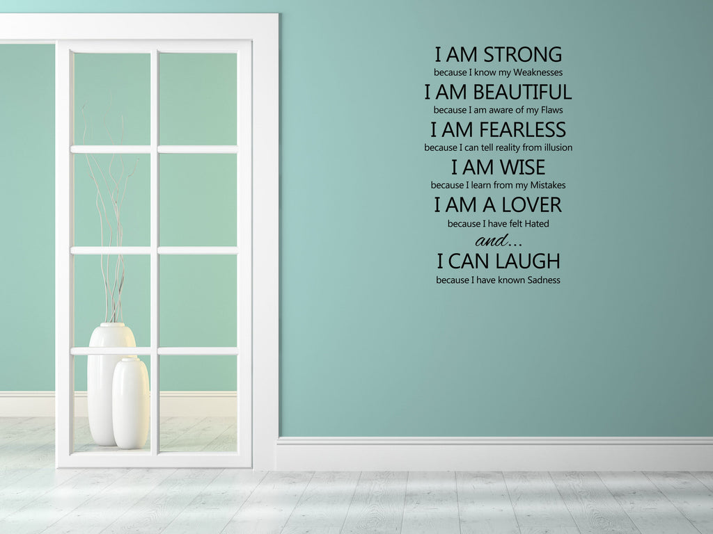 I Am Strong Vinyl Wall Decal Vinyl Wall Decal Inspirational Wall Signs 