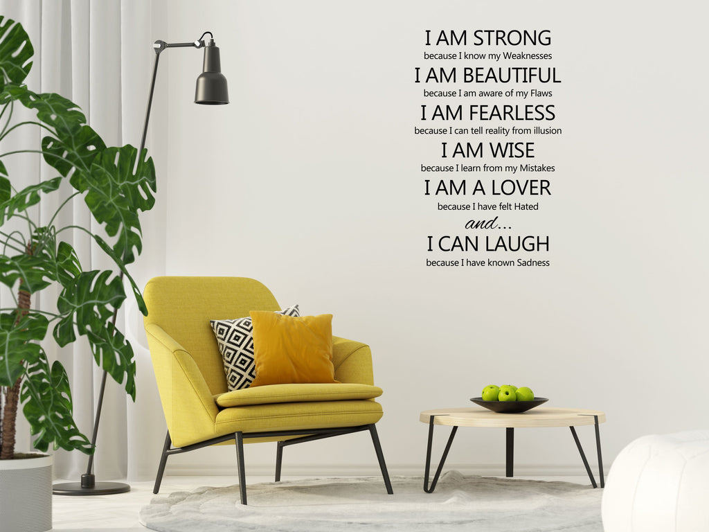 I Am Strong Vinyl Wall Decal Vinyl Wall Decal Inspirational Wall Signs 