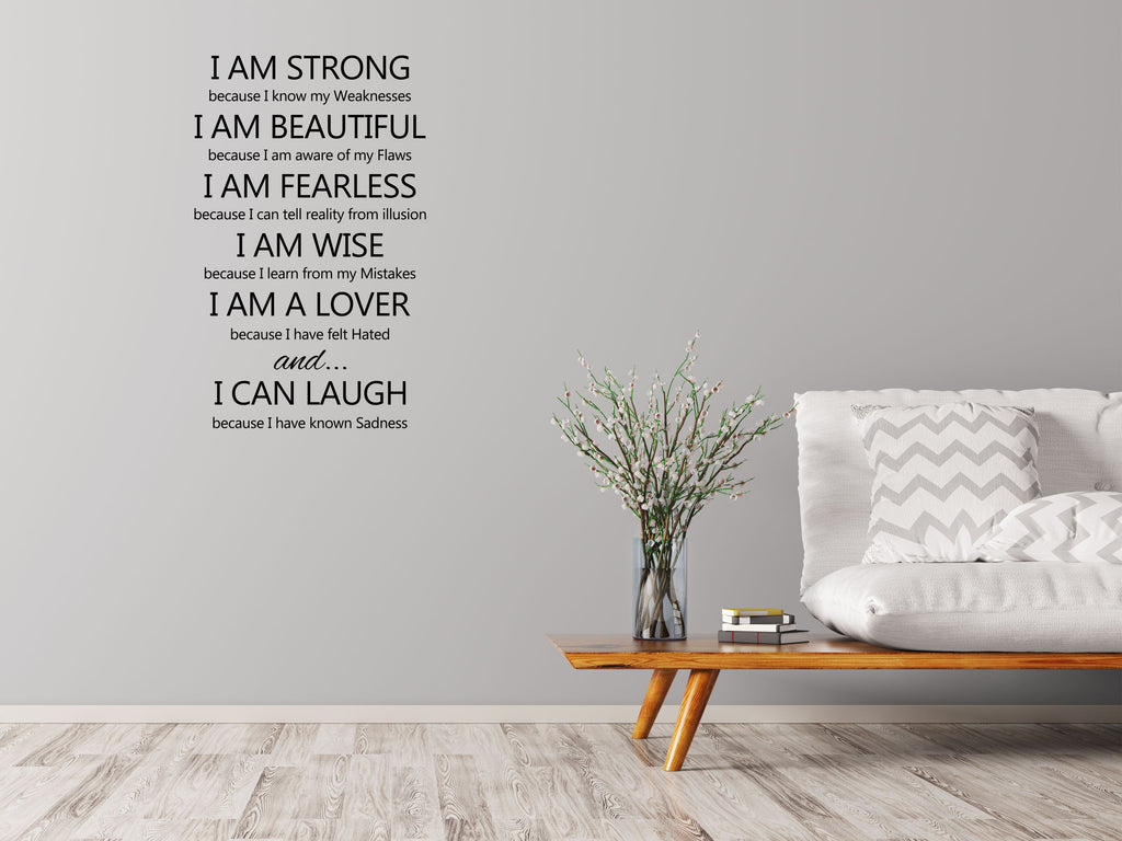 I Am Strong Vinyl Wall Decal Vinyl Wall Decal Inspirational Wall Signs 