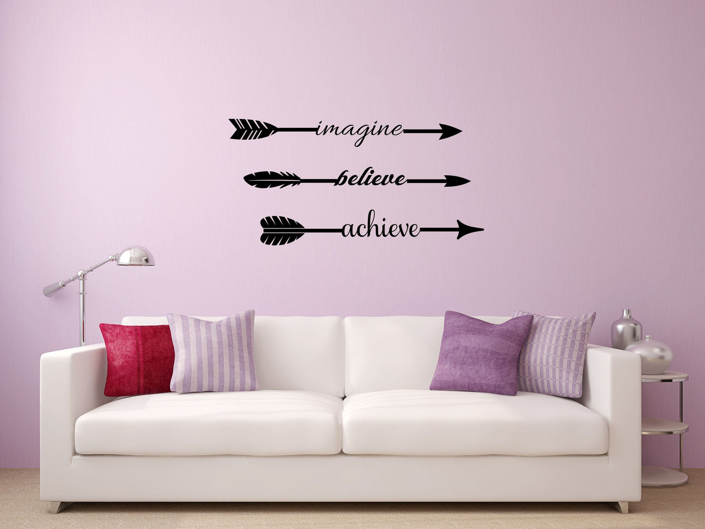 Imagine Believe Achieve - Inspirational Wall Decals Vinyl Wall Decal Inspirational Wall Signs 